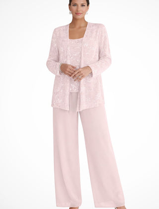 Women's Elegant Sequined Three-Piece Suit | Stylish Wide Leg Pant Set for Special Occasions 10