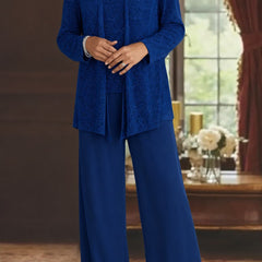 Women's Elegant Sequined Three-Piece Suit | Stylish Wide Leg Pant Set for Special Occasions 7