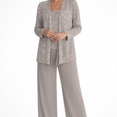 Women's Elegant Sequined Three-Piece Suit | Stylish Wide Leg Pant Set for Special Occasions 8
