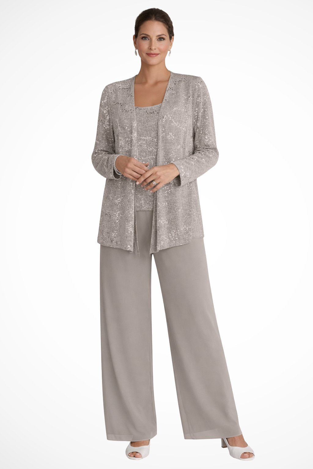 Women's Elegant Sequined Three-Piece Suit | Stylish Wide Leg Pant Set for Special Occasions 8