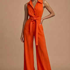 Women's Elegant Sleeveless Jumpsuit | Chic Wide Leg Design with Adjustable Tie Waist 0