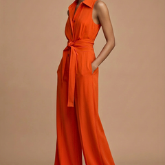 Women's Elegant Sleeveless Jumpsuit | Chic Wide Leg Design with Adjustable Tie Waist 1