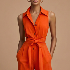 Women's Elegant Sleeveless Jumpsuit | Chic Wide Leg Design with Adjustable Tie Waist 2