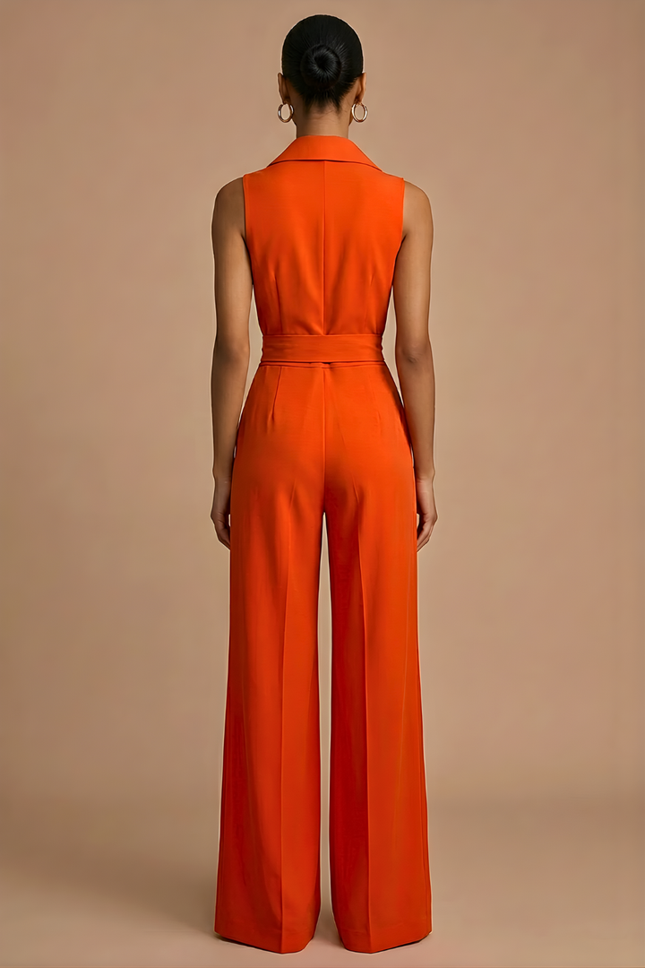 Women's Elegant Sleeveless Jumpsuit | Chic Wide Leg Design with Adjustable Tie Waist 4