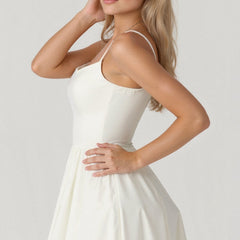 Women's Elegant Spaghetti Strap Midi Dress | Graceful A-Line Summer Cocktail Gown 1