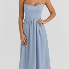 Women's Elegant Spaghetti Strap Midi Dress | Graceful A-Line Summer Cocktail Gown 2