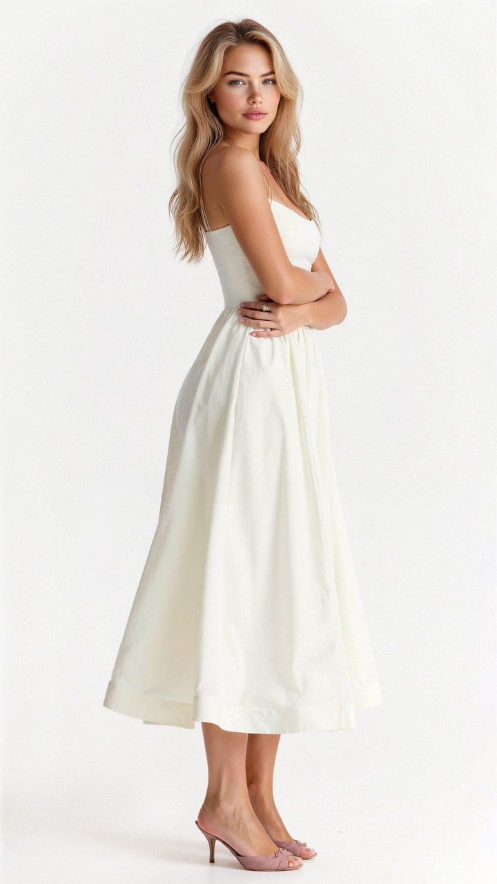 Women's Elegant Spaghetti Strap Midi Dress | Graceful A-Line Summer Cocktail Gown 4