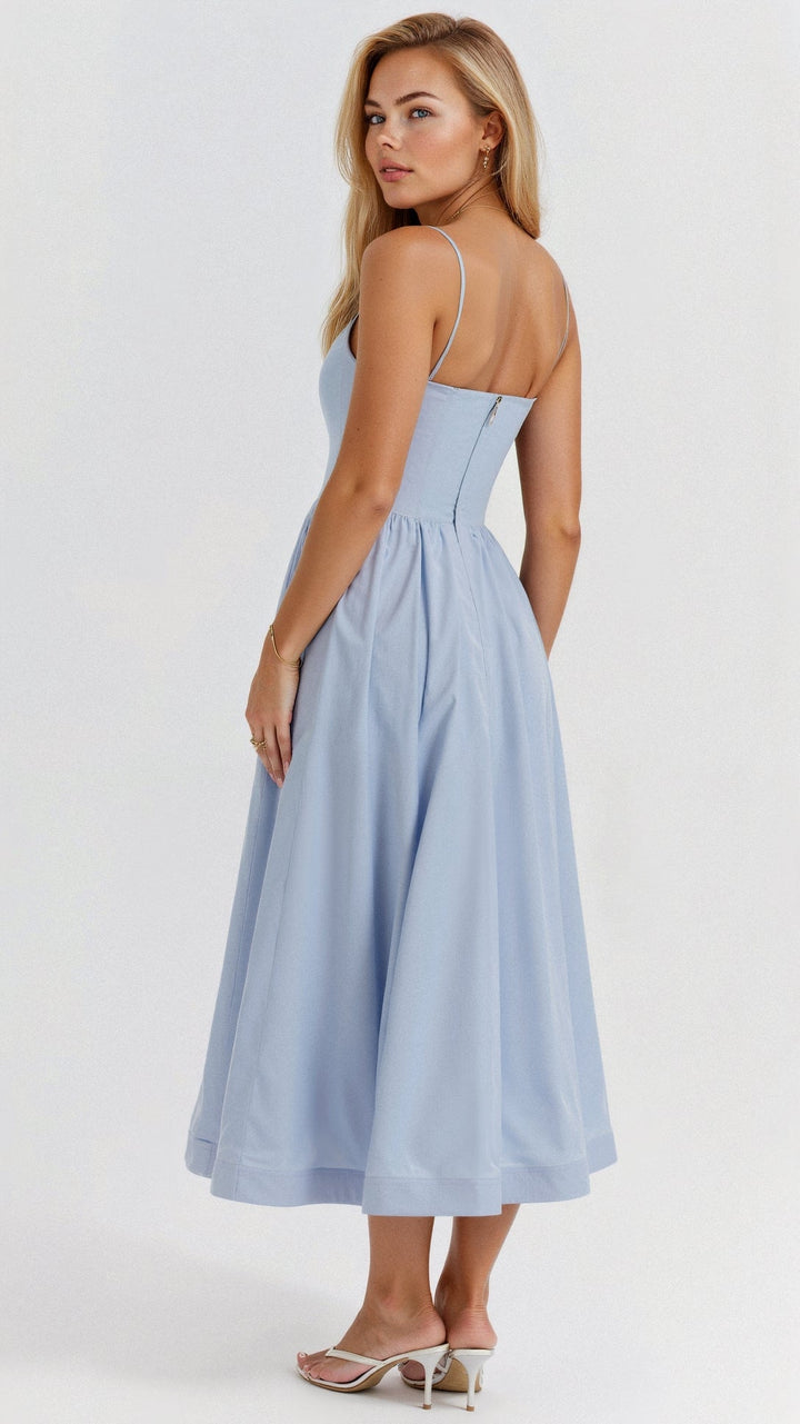 Women's Elegant Spaghetti Strap Midi Dress | Graceful A-Line Summer Cocktail Gown 6