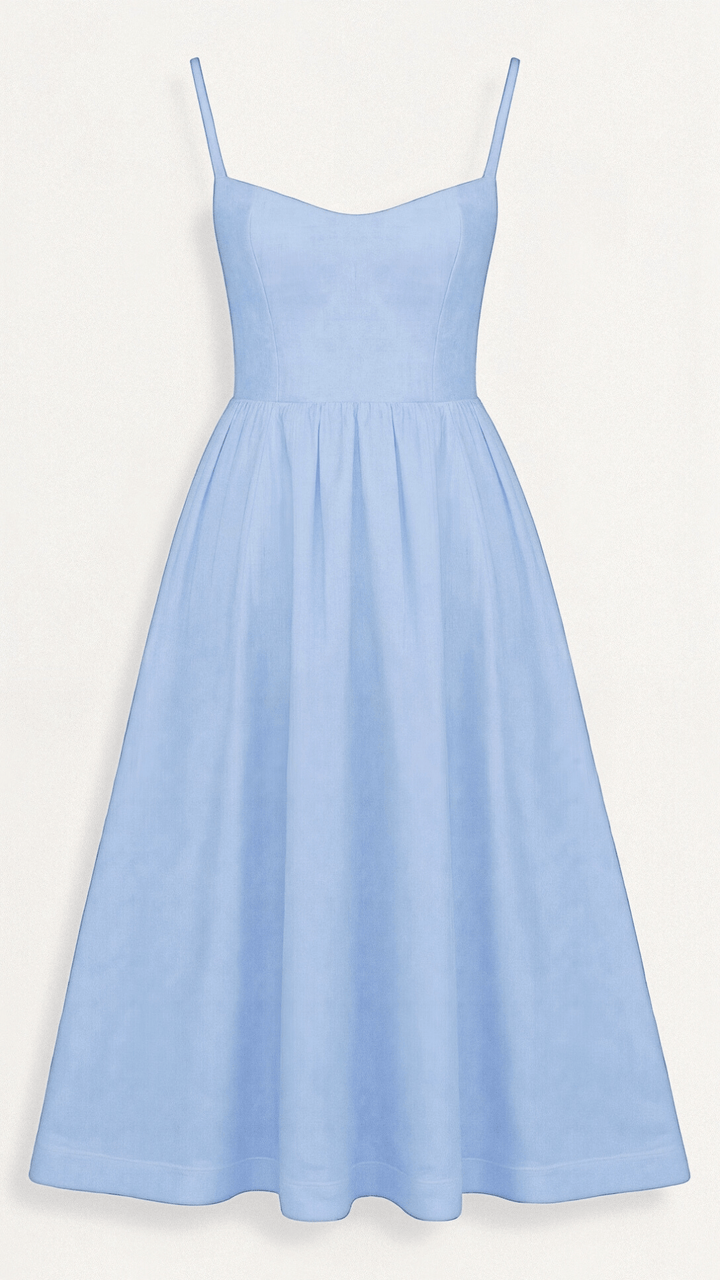 Women's Elegant Spaghetti Strap Midi Dress | Graceful A-Line Summer Cocktail Gown 7