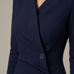 Women's Elegant Tailored Blazer Dress | Chic V-Neck Asymmetric Hem 1