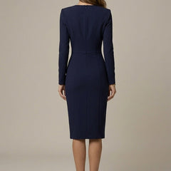 Women's Elegant Tailored Blazer Dress | Chic V-Neck Asymmetric Hem 2