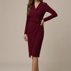 Women's Elegant Tailored Blazer Dress | Chic V-Neck Asymmetric Hem 3