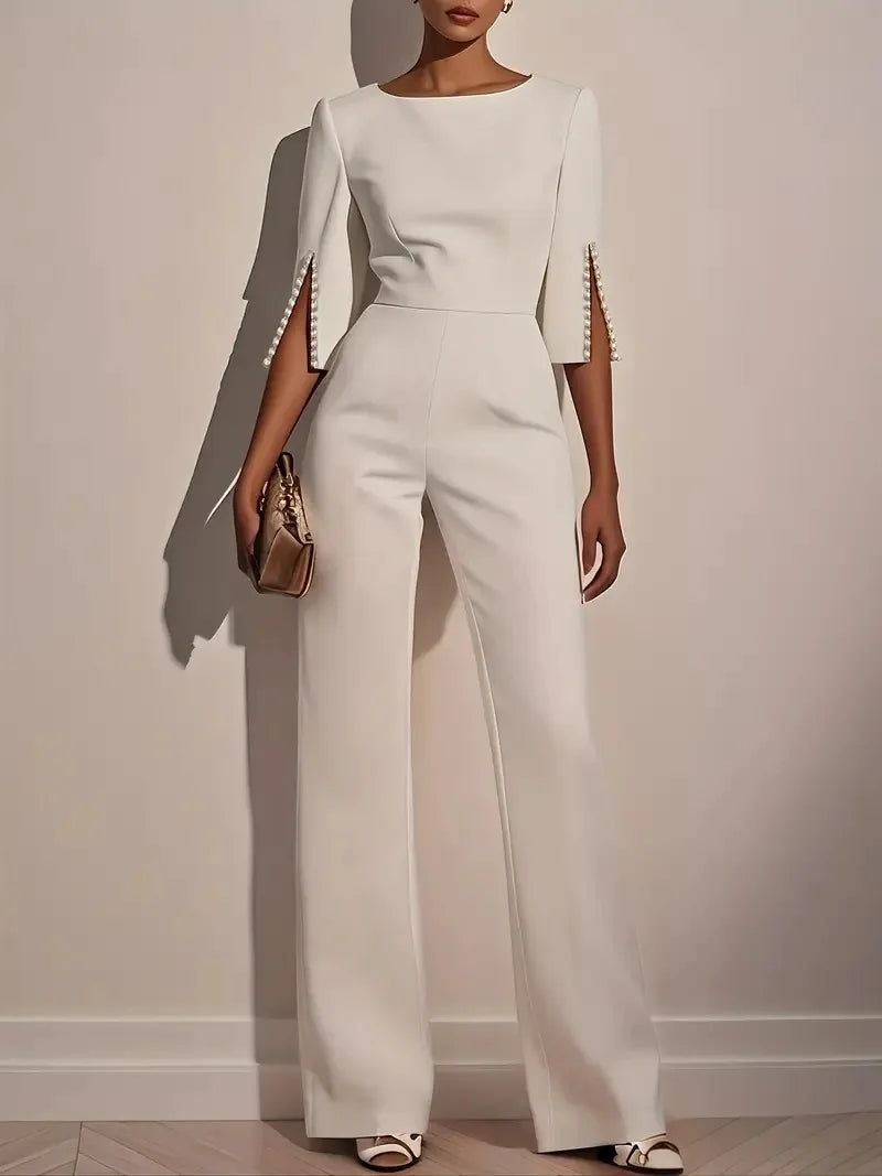 Women's Elegant Tailored Jumpsuit | Sophisticated Wide Leg Evening Outfit 0