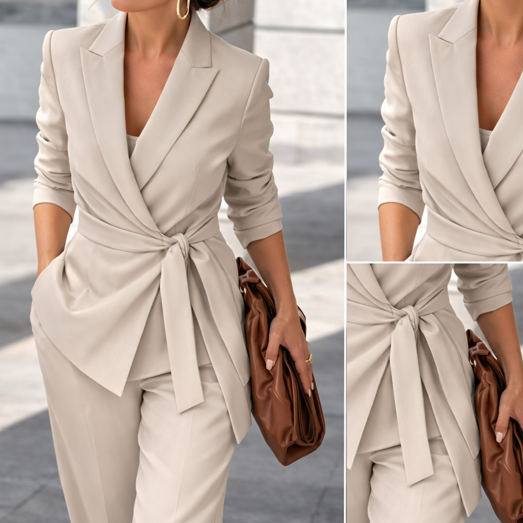Women's Elegant Two-Piece Suit | Fitted Jacket with Wide Trousers for Sophisticated Style 5