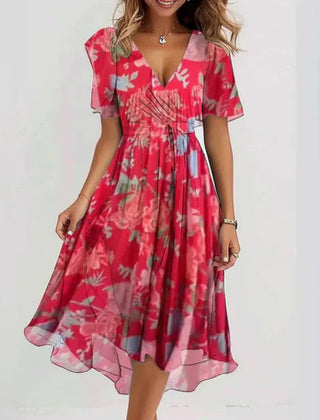 Women's Elegant V-Neck Midi Dress | Chic Versatile Formal Wear for Day-to-Night 1