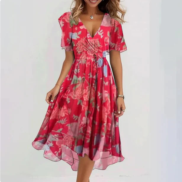 Women's Elegant V-Neck Midi Dress | Chic Versatile Formal Wear for Day-to-Night 1