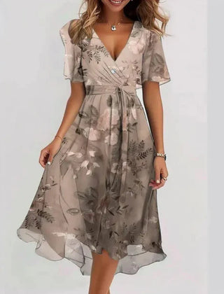 Women's Elegant V-Neck Midi Dress | Chic Versatile Formal Wear for Day-to-Night 2
