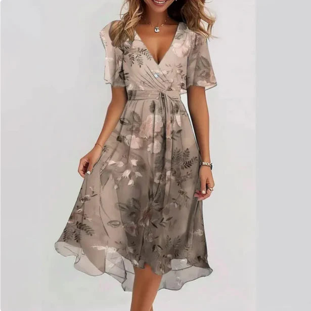Women's Elegant V-Neck Midi Dress | Chic Versatile Formal Wear for Day-to-Night 2