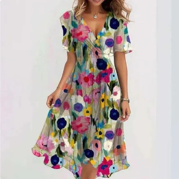 Women's Elegant V-Neck Midi Dress | Chic Versatile Formal Wear for Day-to-Night 3