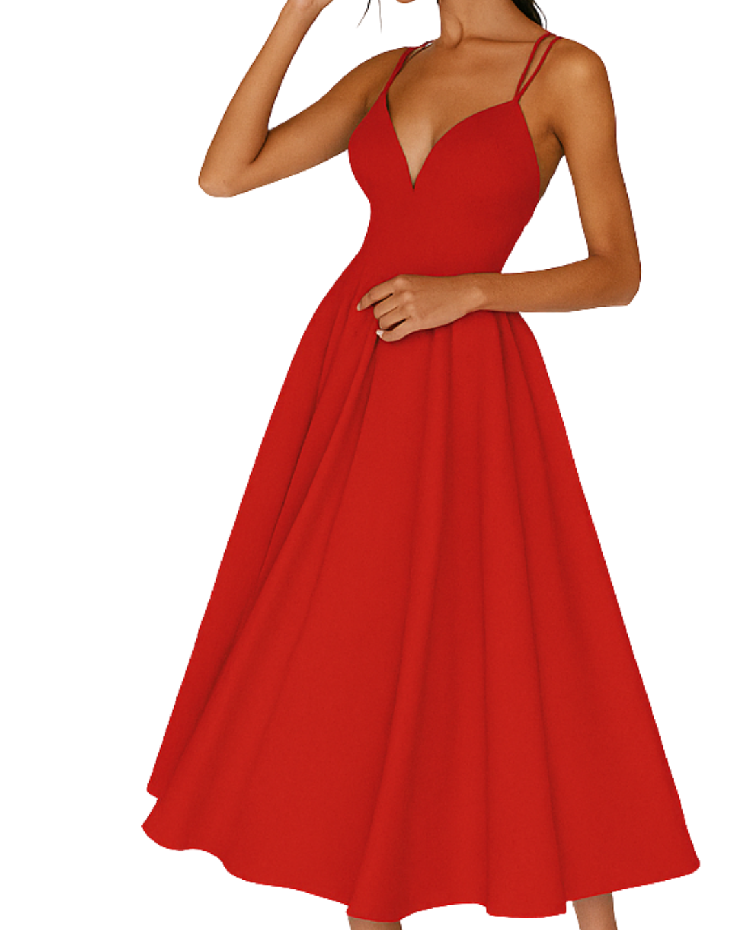 Women's Elegant V-Neck Wedding Dress | Flared Hem Ceremony Gown 3
