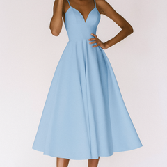 Women's Elegant V-Neck Wedding Dress | Flared Hem Ceremony Gown 4