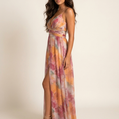 Women's Elegant Watercolor Maxi Dress | Graceful Spaghetti Strap Evening Gown 1