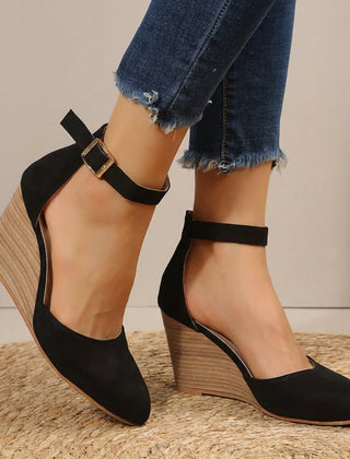 Women's Elegant Wedge Heels | Pointed Toe D'Orsay Ankle Strap Shoes 0