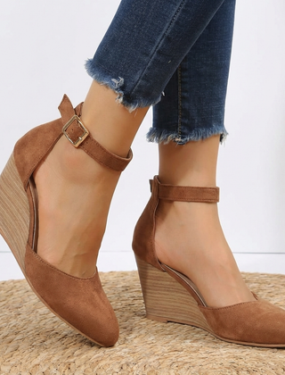 Women's Elegant Wedge Heels | Pointed Toe D'Orsay Ankle Strap Shoes 1