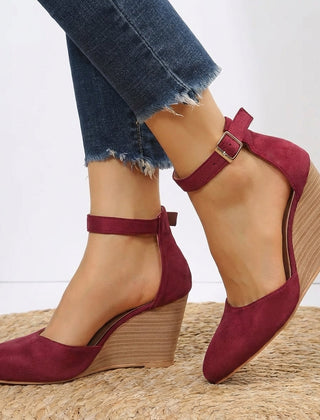 Women's Elegant Wedge Heels | Pointed Toe D'Orsay Ankle Strap Shoes 2