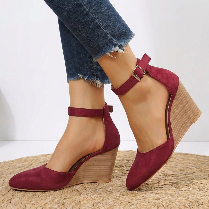 Women's Elegant Wedge Heels | Pointed Toe D'Orsay Ankle Strap Shoes 2