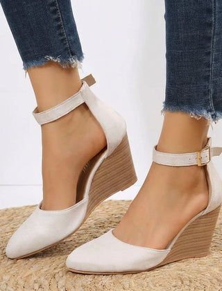 Women's Elegant Wedge Heels | Pointed Toe D'Orsay Ankle Strap Shoes 3
