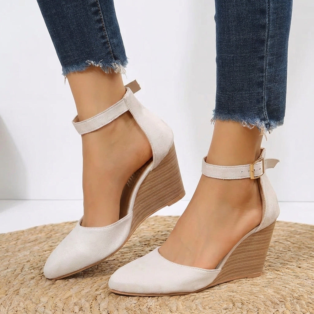 Women's Elegant Wedge Heels | Pointed Toe D'Orsay Ankle Strap Shoes 3