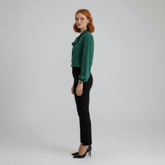 Women's Elegant White Blouse | Relaxed-Fit Long Sleeve Top with Bow-Tie Neck 5