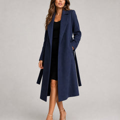 Women's Elegant Wool-Blend Trench Coat | Timeless Long Winter Outerwear 1