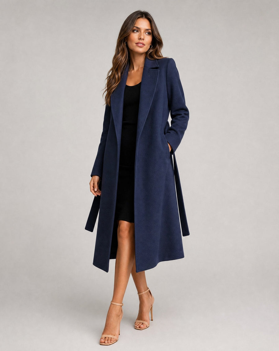 Women's Elegant Wool-Blend Trench Coat | Timeless Long Winter Outerwear 1