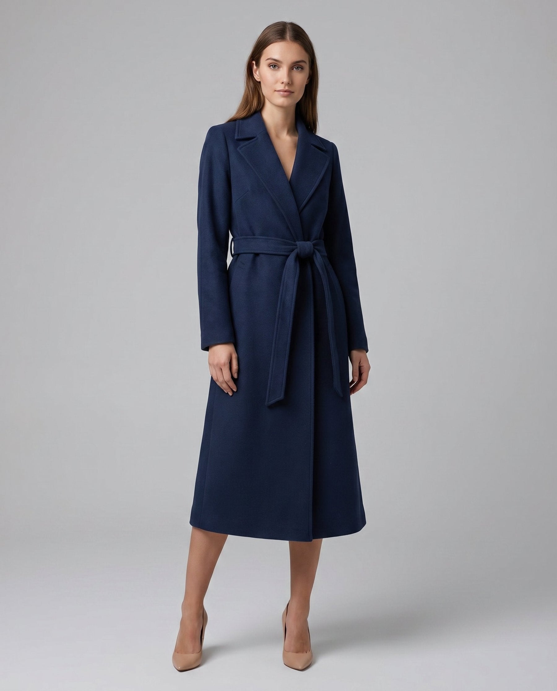Women's Elegant Wool-Blend Trench Coat | Timeless Long Winter Outerwear 2