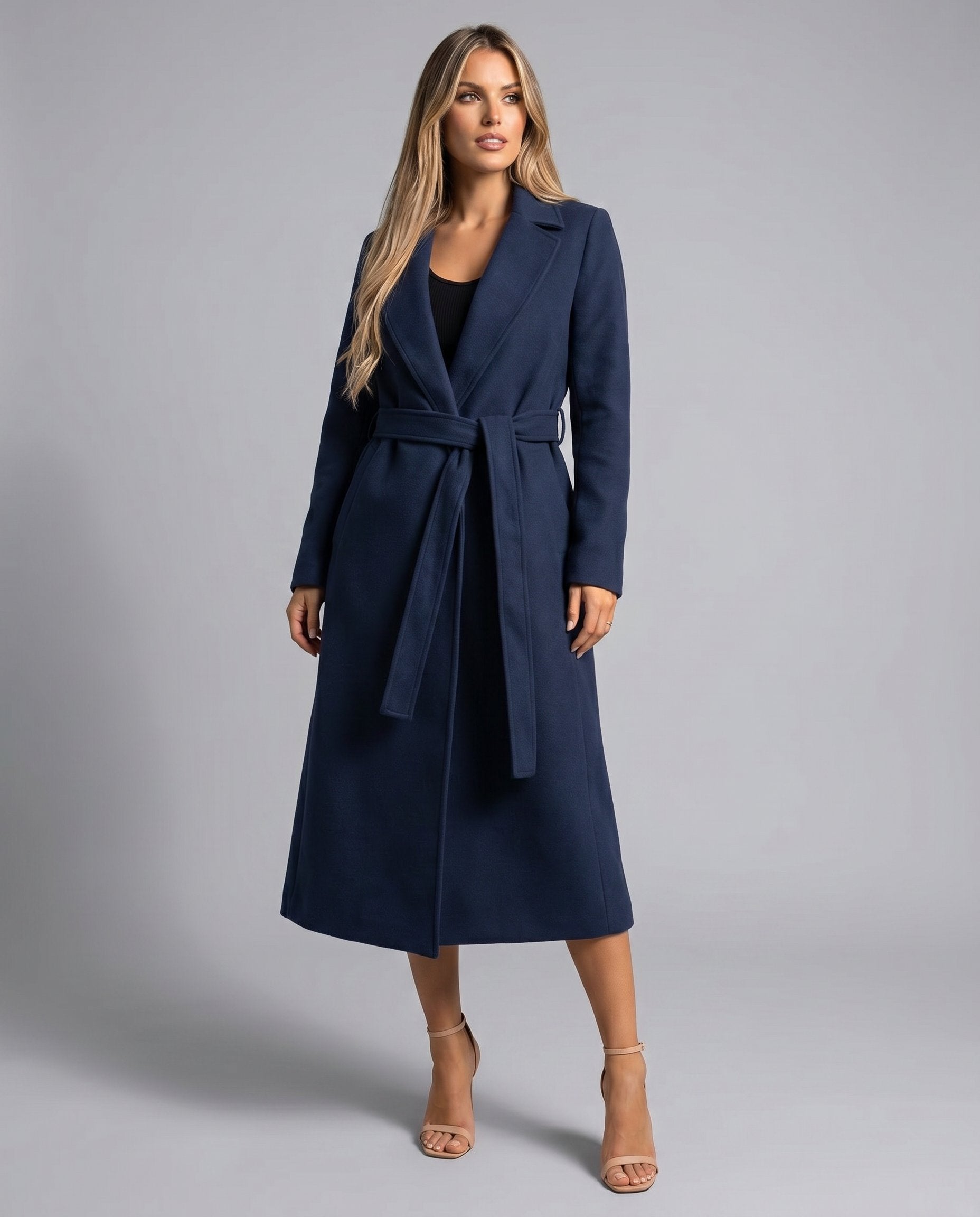 Women's Elegant Wool-Blend Trench Coat | Timeless Long Winter Outerwear 3
