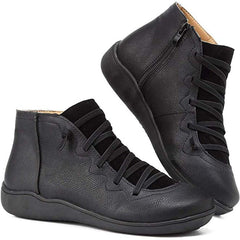 Women's Faux Leather Ankle Boots | Comfortable Lace-Up Side-Zip Design 2