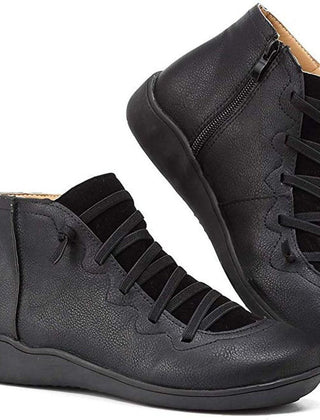 Women's Faux Leather Ankle Boots | Comfortable Lace-Up Side-Zip Design 2