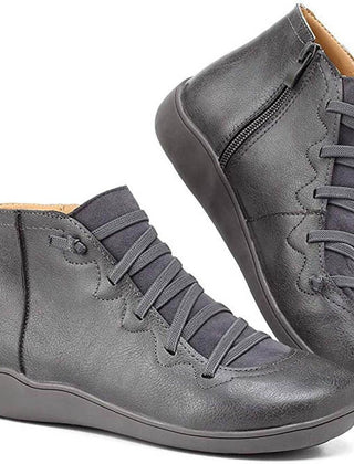 Women's Faux Leather Ankle Boots | Comfortable Lace-Up Side-Zip Design 3