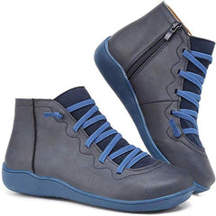 Women's Faux Leather Ankle Boots | Comfortable Lace-Up Side-Zip Design 4