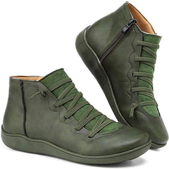 Women's Faux Leather Ankle Boots | Comfortable Lace-Up Side-Zip Design 5