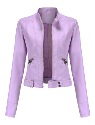 Women's Faux Leather Cropped Jacket | Stylish Moto Biker Outerwear 3