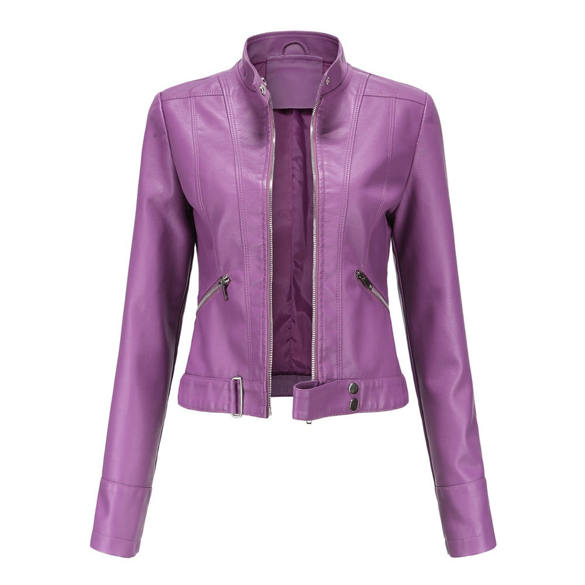 Women's Faux Leather Cropped Jacket | Stylish Moto Biker Outerwear 5