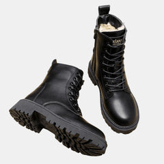 Women's Faux Leather Fur-Lined Ankle Boots | Cozy Lace-Up Winter Footwear 1