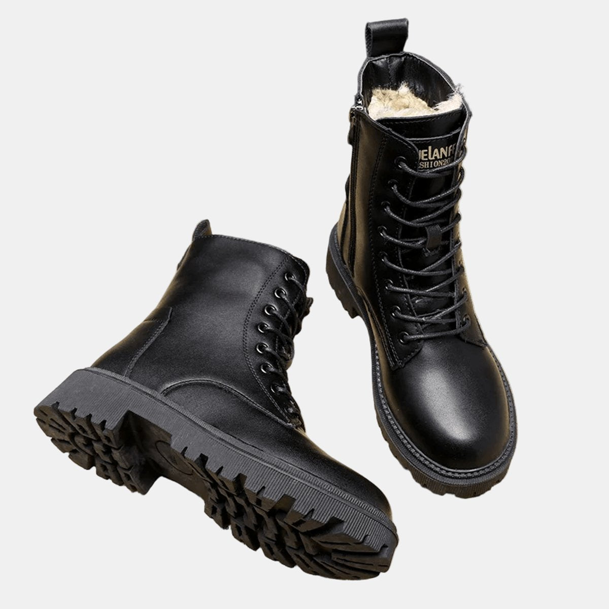 Women's Faux Leather Fur-Lined Ankle Boots | Cozy Lace-Up Winter Footwear 1