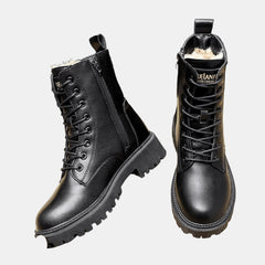 Women's Faux Leather Fur-Lined Ankle Boots | Cozy Lace-Up Winter Footwear 2