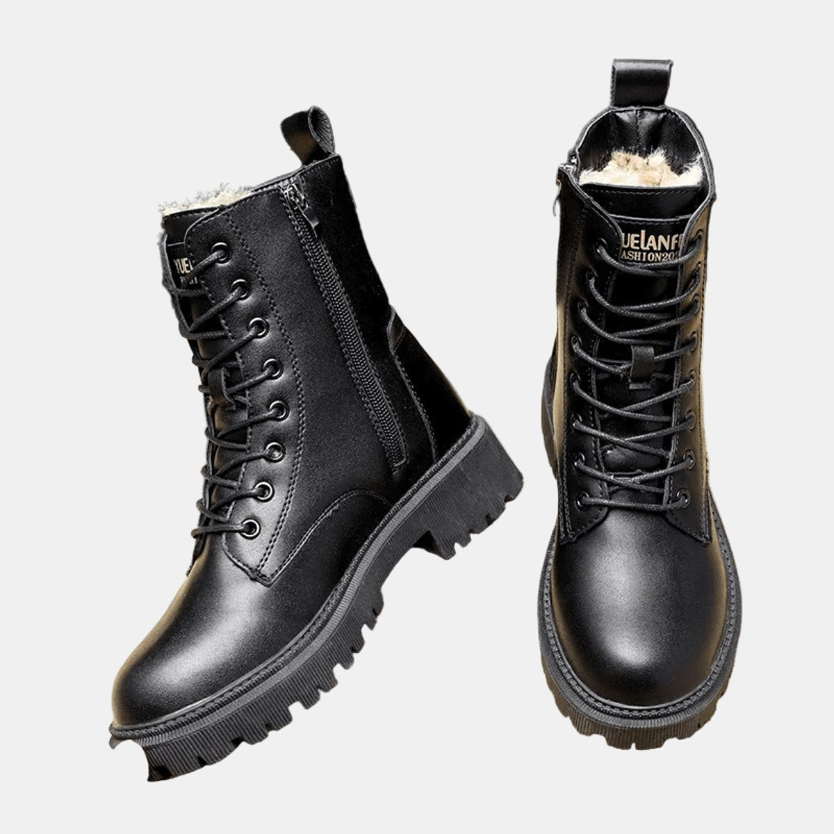 Women's Faux Leather Fur-Lined Ankle Boots | Cozy Lace-Up Winter Footwear 2