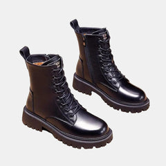 Women's Faux Leather Fur-Lined Ankle Boots | Cozy Lace-Up Winter Footwear 3