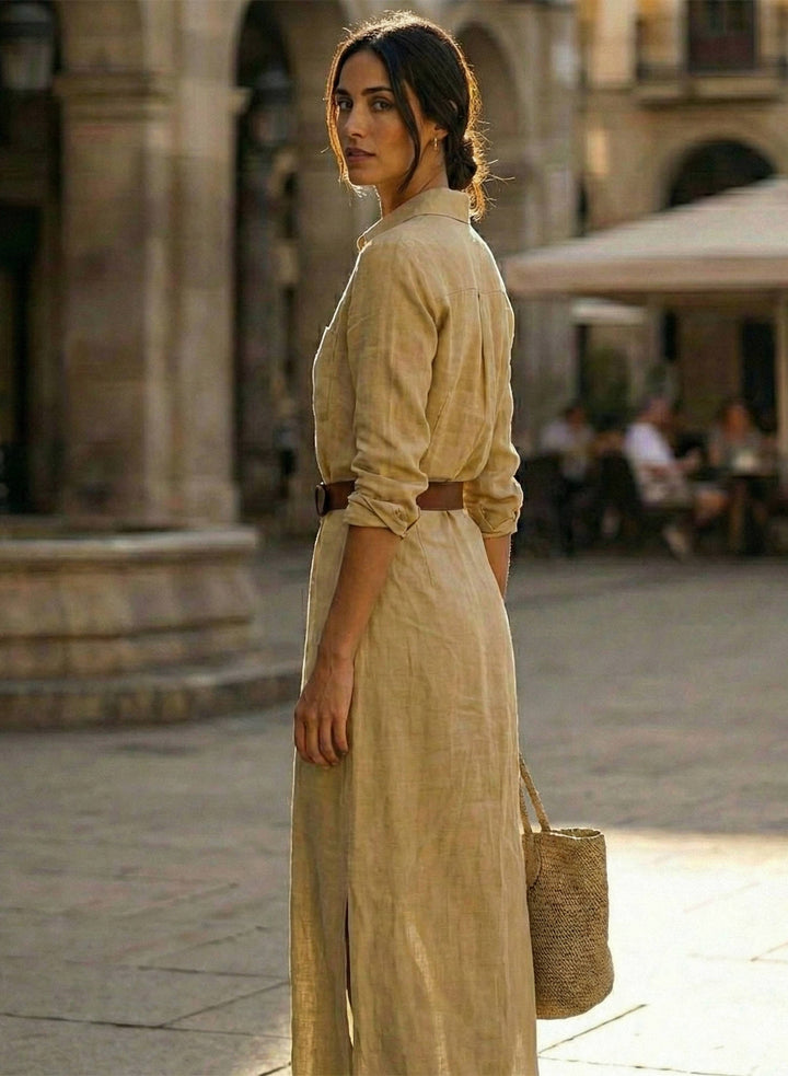 Women's Faux Suede Maxi Dress | Elegant Long Sleeve V Neck Formal Gown 1